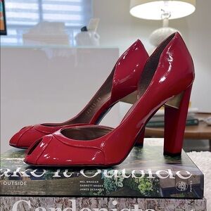 Stella McCartney | Patent D’Orsay Red Open Toe Pumps